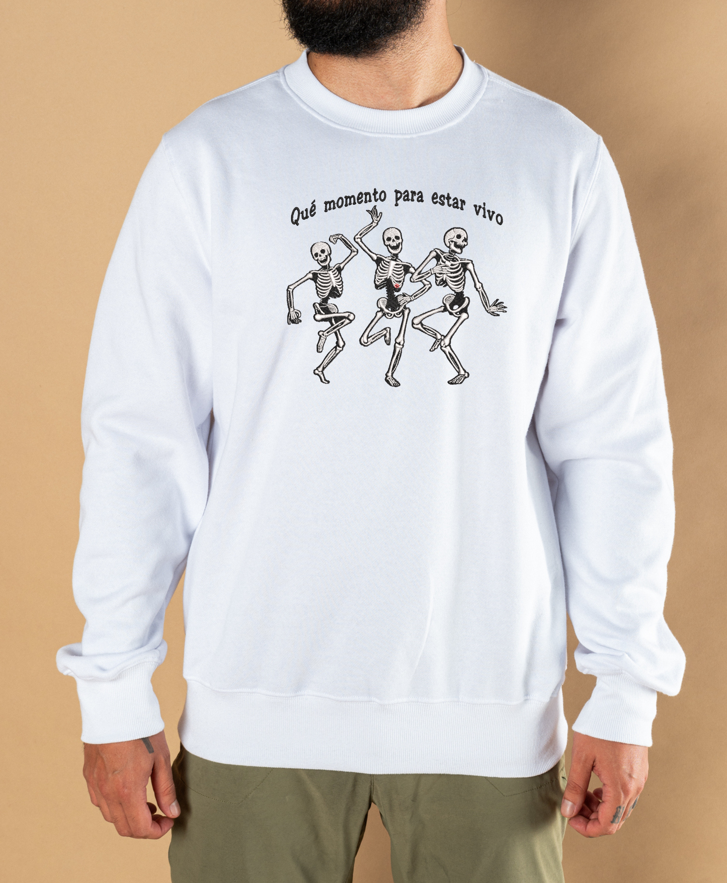 Sudadera Cuello Redondo Bordado Calaveras - Halloween