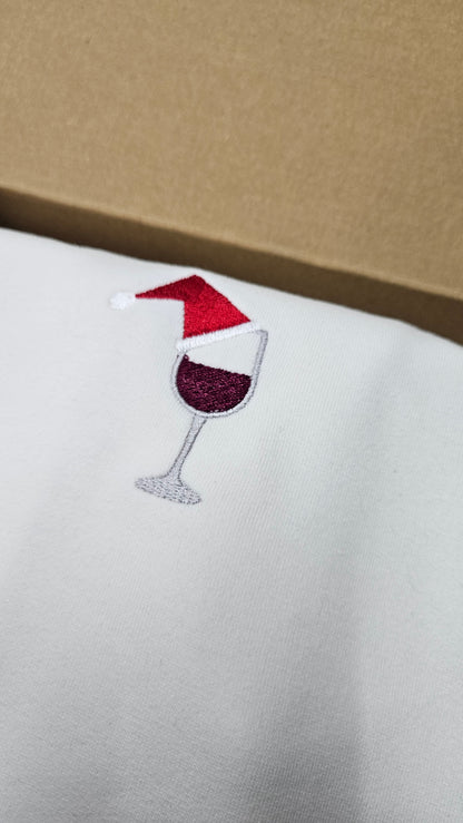 Playera French Terry 270 gsm - Bordado Copa de Vino Navidad