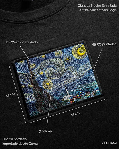 Playera French Terry 270 gsm - Bordado La Noche Estrellada