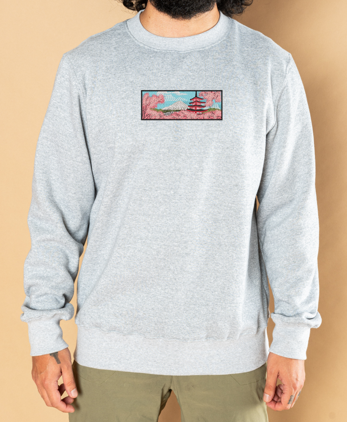 Sudadera Cuello Redondo Bordado - Monte Fuji