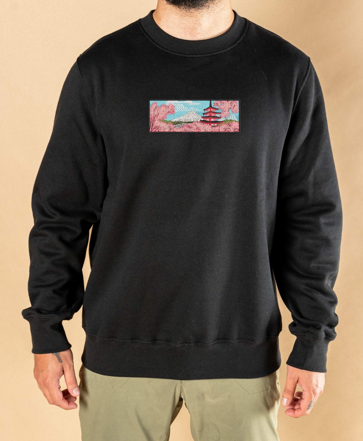 Sudadera Cuello Redondo Bordado - Monte Fuji