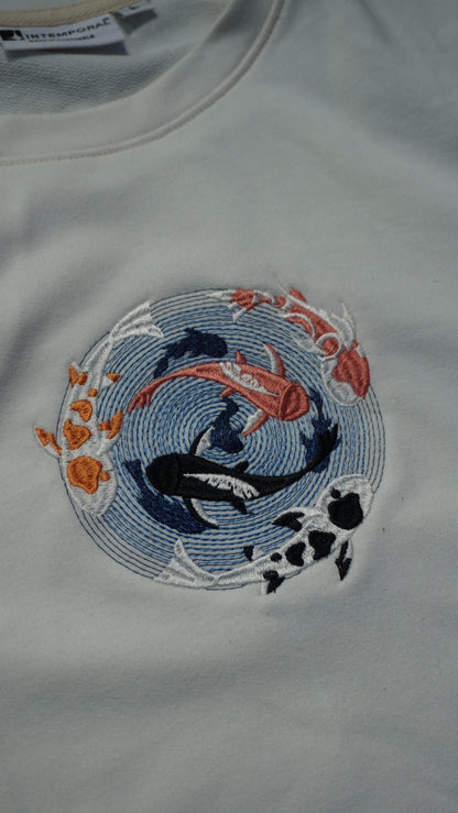 Playera French Terry 270 gsm - Bordado Peces Koi