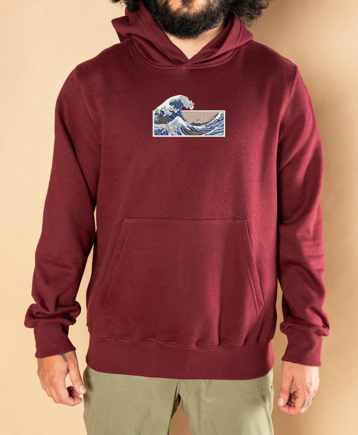 Sudadera Capucha Bordado - Ola de Kanagawa - Unisex